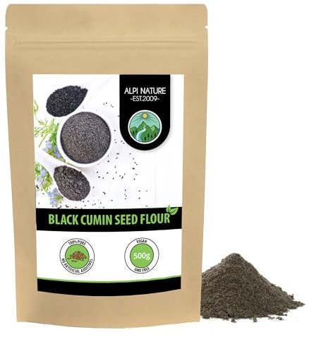 Alpi Nature Comino Negro Molido 500g, Comino Negro Semillas Molidas para Cocinar y Hornear