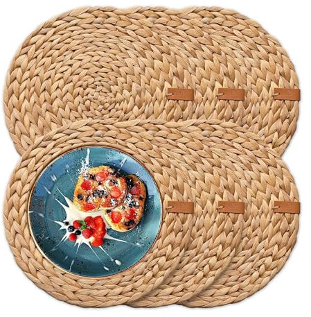 FRIHET® Tischset Oslo Set Rund Wasserhyazinthe Natur - (6, 33cm)