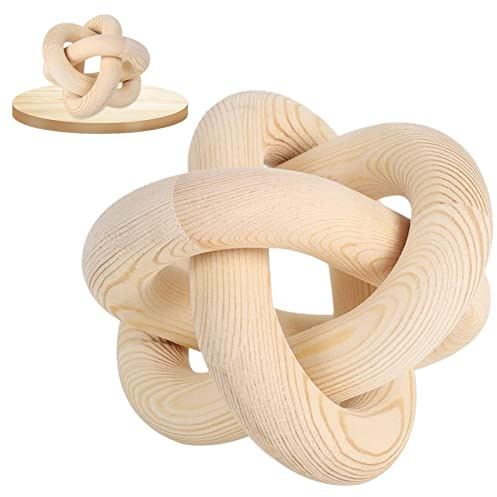 Holzknoten Dekoration, Holzkette Glieder Dekor, Dekorative Kette Knoten Handgeschnitzt Kiefer Boho Holz Kette Dekor für Couchtische, Bücher, Tabletts, handgeschnitzte Kette für Wohnzimmer, Büro, Café