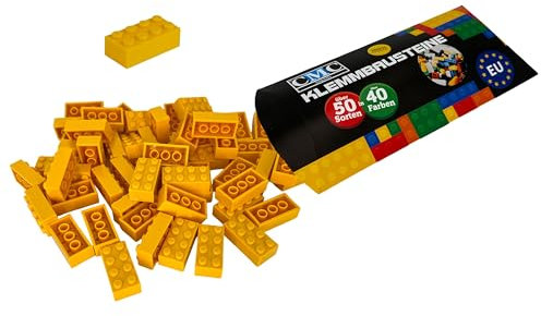 CMC imports 150 Klemmbausteine Bausteine 2x4 Noppen Kompatibel 8 Noppen freie Auswahl 34 Farben (513 - Gelb)