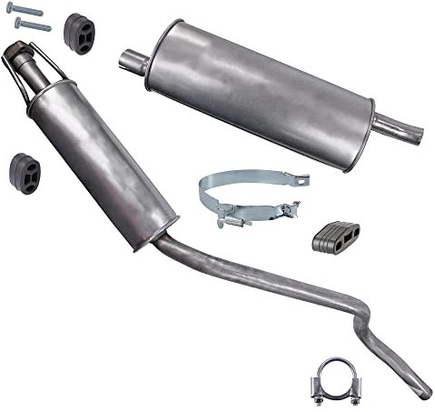 ATEC Germany Auspuff Schalldämpfer Set 1x Mittelschalldämpfer, 1x Endschalldämpfer, mit Montagematerial Kompatibel mit OPEL ASTRA F CC (T92)