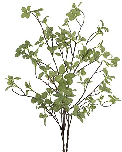 Ruidazon Künstliche Grünpflanzenstiele, 105 cm hoch, künstliche Pflanzen, Zweige, künstliche Grünpflanzen, Ficus-Zweige, Blatt für Zuhause, Garten, Geschäft, Büro, Schreibtisch-Dekoration, 2 Stück