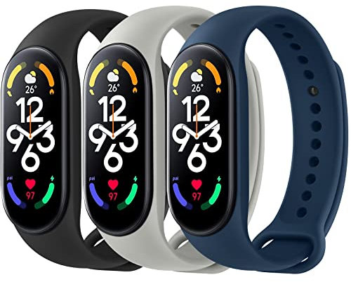 Wanme Silikonarmband kompatibel mit Xiaomi Mi Band 7, verstellbares Ersatzarmband aus Silikon für Xiaomi Mi Band 7 Smartwatch, Sportmessgeräte