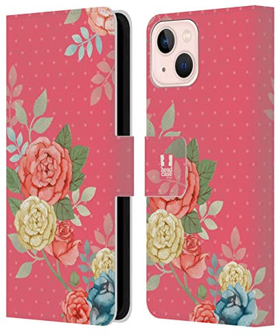 Head Case Designs Florece en Rosa Patrones de Rosas nostálgicas Carcasa de Cuero Tipo Libro Compatible con Apple iPhone 13