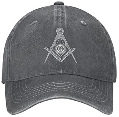 Baseballkappe im Vintage-Stil, gewaschen, Denim, verstellbar, Baumwolle, für Damen und Herren, Freimaurer, Einheitsgröße