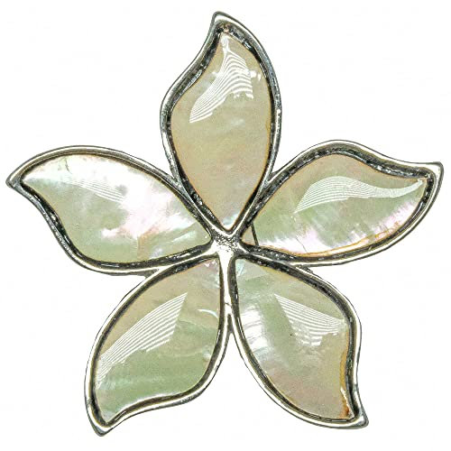 Naturosphère - Bijoux naturels C14 - Broche Fleur avec Nacre Blanche