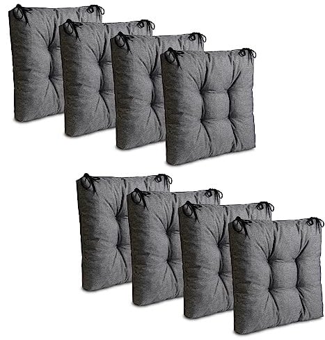 King Matratzen 1 st, 4 er, 8 er Set Stuhlkissen Sitzkissen Bodenkissen Dekokissen Wasserdicht 40x40cm / DREI Farben/Gartenkissen/Sitz-Auflage (8 Er Set - Grau)