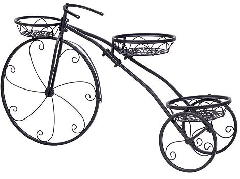 sanjianke-fs Tricycle Planter Creative Plant Stand, Wrought Iron Bicycle Metal Flower Pot Holder, Indoor Outdoor Planter Plant Pot Stand, Balcony Corridor Garden Terrace Modern Decorate Display