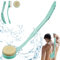 Brosse à dos à long manche pour douche, brosse de bain de 52,1cm, brosse de bain pour le dos, brosse de douche avec poignée incurvée pour personnes âgées handicapées, mobilité limitée, épaules(Cyan)