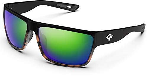 TOREGE Polarisierte Sport-Sonnenbrille für Männer und Frauen, Radfahren, Laufen, Golf, Angeln, Sonnenbrille, Black Turtoise Frame & Ice Green Lens, L