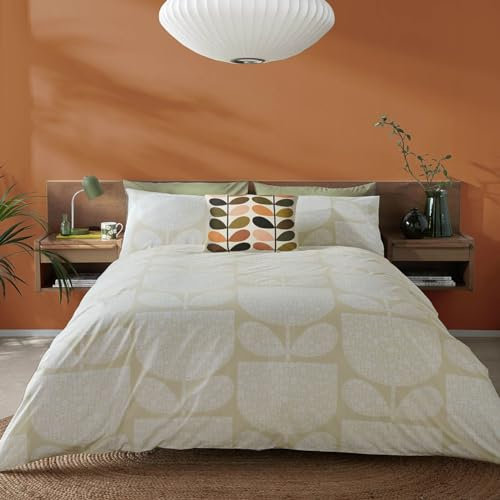 Orla Kiely Block Garden Bettwäsche-Set, Bettbezug und 1 Kissenbezug, Einzelbett, 137 x 200 cm, cremefarben