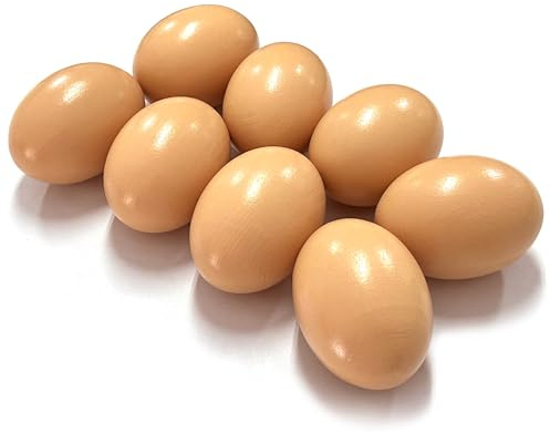 MEMOFYND 8 Stück Künstliche Eier, Künstliche Holzeier, Holzeier, Hebammen-Holzeier, Hühner-Noteier, Werkzeuge Für Die Geflügelzucht (Beige)