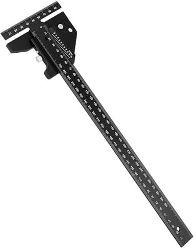 QWORK® T-Lineal für Holzarbeiten, Aluminiumlegierung, Tischler-Winkellineal, Holzbearbeitungsschreiber, 0-300mm