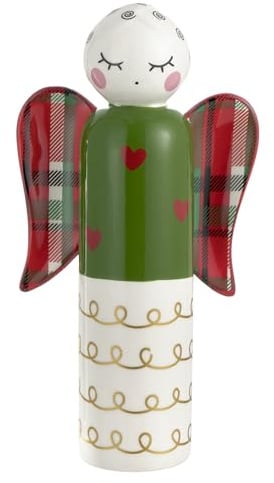 Baroni Home Weihnachtsfigur aus Porzellan, dekoriert, bunte Dekoration, hochwertige Weihnachtsfigur, großer Engel, 13 x 6 x 24 cm