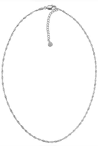 day.berlin Damen Halskette Twist in Silber, filigrane Kette gedreht ohne Anhänger 42cm + 5cm, variable Länge aus 316L Edelstahl, nickelfrei & wasserfest