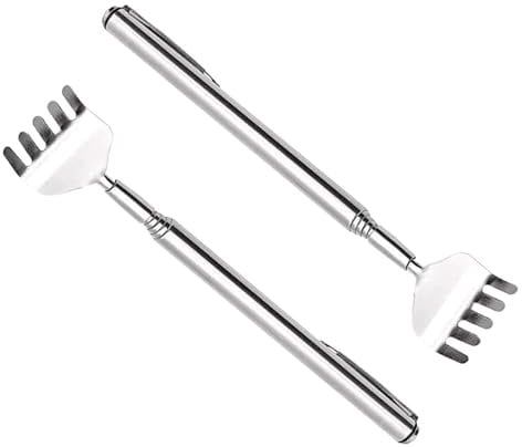 Rascador Trasero, 2 Pcs Rascador Espalda Telescópico, Portátil Rascador Espalda, Rascadorde Espalda Telescópico de Acero Inoxidable, Para Masaje de Cabeza, Espalda