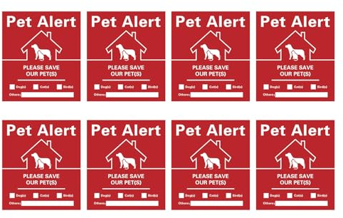 Puco Haustier-Warnaufkleber, Warnetiketten, wasserdicht und langlebig, Aufkleber für Hunde und Katzen, für Brandschutz, Notfall, Haustier-Warnaufkleber, Papier