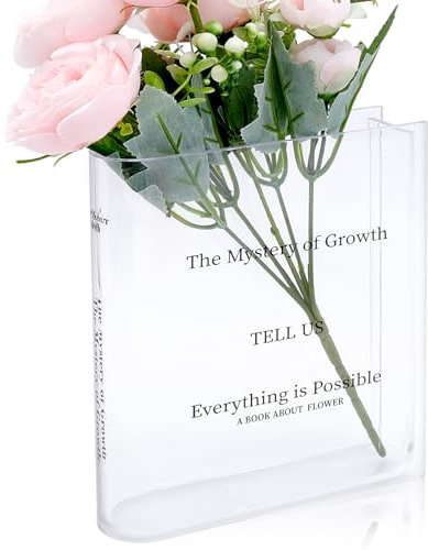 Book Vase, Buchvase für Blumen,Durchsichtige Buch Vase,Tulpenvase,Blumen Aesthetic Room Decor,Acryl-Büchervase,Modern für Pflanzen,für Leseecke, Bücherregal & Flowers