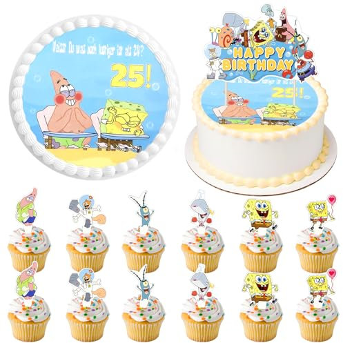 14 Stück Geburtstag 25th Tortenaufleger, Essbare Tortenaufleger, Tortendeko Essbar, Foto Kuchen Tortenaufleger, 25 Tortendeko, Cake Decoration 25th, Kuchendekorationen für Partys