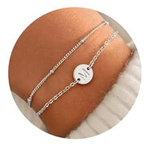 TINGN Armband Damen Silber, Silber Armbänder Damen Armband mit Buchstaben M Damen Buchstaben Armband für Mädchen Personalisierte Geschenke für Frauen Freundin Mädchen Silber Buchstaben Armband Damen