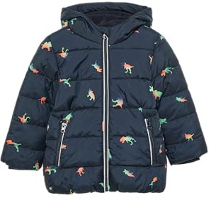 s.Oliver Junior Jungen 2151468 Steppjacke mit Kapuze und Allover Print, 59A2, 122 cm