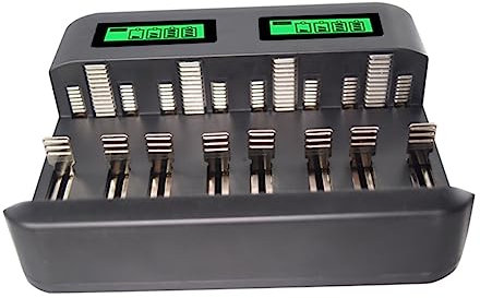 HEMOTON LCD Display USB Battery Charger 8 Slot Smart Charger for AA AAA Batteries Multiple Safety Features Independent Charging