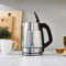 Karaca ShinyGlass Electric Kettle for Hot Water - Stainless Steel Kettles - Quick Boil for Tea, Coffee, Herbal Teas - Auto Shut-Off, LED Lighting, 360° Rotating Base - Silver (2200W, 1.7L)