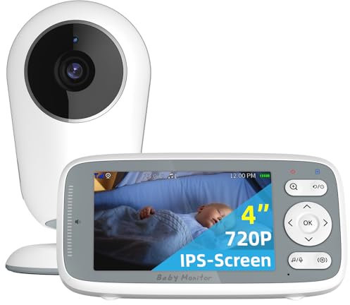 CFITANK Babyphone, Kamera, 4 Zoll, 360 ° Rotation, 720P, HD, 1760 mAh, IPS-Display, 3-facher Zoom, für Baby/Tier/Kindermädchen, Hauskamera mit 24/7-Aufnahme, bidirektionales Audio, Nachtsicht