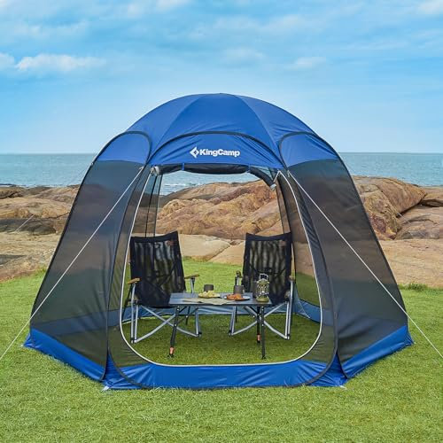 KingCamp Pop-Up-Zelt, Campingzelt für 4–6 Personen, 3 x 3 m, tragbares Sichtfenster, Hauszimmer mit abnehmbarem Sonnenschutz für Camping, Garten und Hinterhof