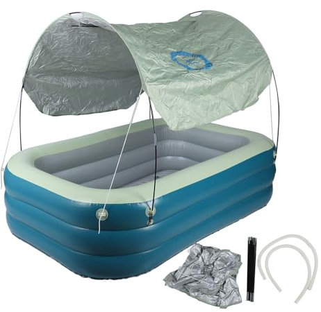 CHEOTIME Aufblasbarer Pool mit Überdachung, 2,1 m großer aufblasbarer Pool für Kinder und Erwachsene, aufblasbarer Pool für Hinterhof, Garten, Außenbereich (Green)