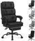 ALFORDSON Silla de Oficina Grande, Silla de Escritorio de Dos Capas con 150° de inclinación y 360° de Giro, Respaldo Alto, Silla de Trabajo giratoria con reposapiés, Tela de Lino, (Negro)