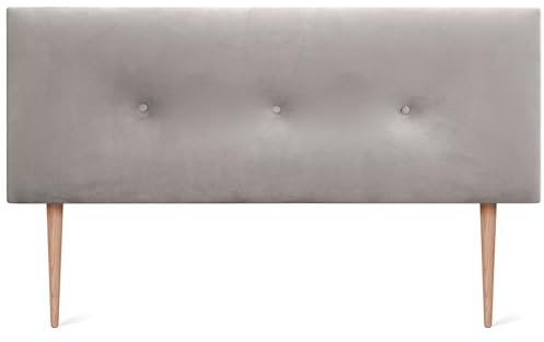 DHOME Plain Velvet Headboard with Buttons and Legs High-End Modern Upholstered Headboard Luxury Bed Bedroom Padded (Beige, 150 cm)