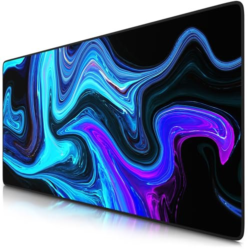 TITANWOLF - XXL Speed Gaming Mauspad 900x400mm - XXL Mousepad - Tischunterlage Large Size - verbessert Präzision und Geschwindigkeit - Blue Liquid