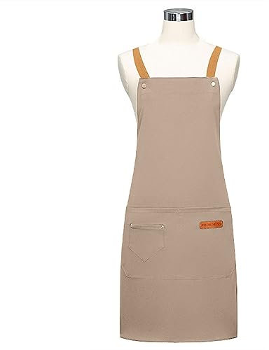 BHFYOB CookingApron - Delantal a prueba de aceite para mujeres y hombres, ropa de trabajo para restaurante, cafetería, con bolsillo y delantal de trabajo