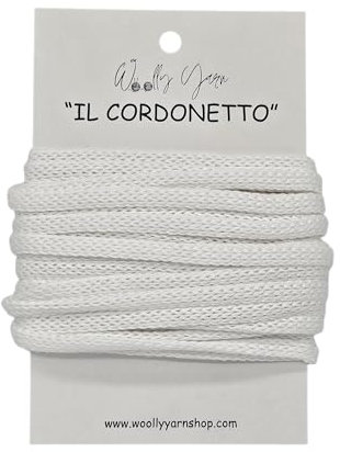 Woolly Yarn, il cordonetto, Filo per tricotin, 6mm per 5-10 metri, fiocchi nascita, decorazione e hobby creativi (Bianco, 5 METRI)