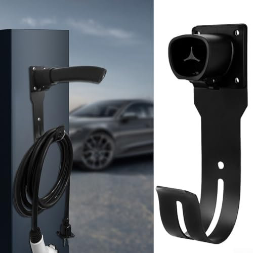 NbgrvB Charger Holder With Hook, Vehicle Wall Bracket Cable Holder Wall Mount Charging Cable Organizer For Tesla Model, With 4 Screws, Black