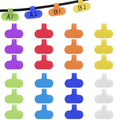 24 etiquetas de cable para cable de datos, etiqueta de cable de datos, etiqueta de nailon multicolor para cable de datos o identificación de cables