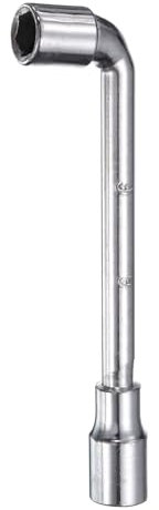 sourcing map L Shaped Angled Hex Socket Wrench 9mm 45# Steel Double Ended Metric 6 Point Tubular Socket Spanner for General Repairing, Pipeline, Bicycle Car Maintenance