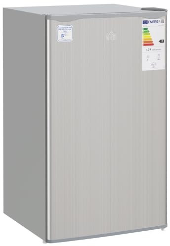 HOMCOM 91 Litre Freestanding Under Counter Fridge Freezer with Lock, Small Fridge with Chiller Box, Adjustable Thermostat, 47.5cm Wide, Grey