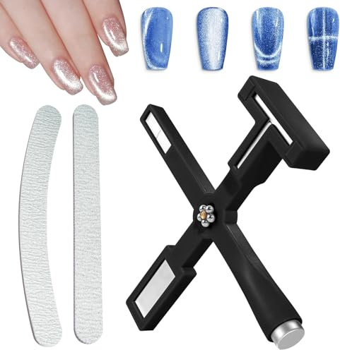 Cat Eye Magnet,Cat Eye Nagellack Magnet mit Silikon Schutzhülle,Upgraded 5 in 1 Multi Funktions Katzenaugen Magnetstifte mit 2 Nagelfeile,Nail Art Werkzeug Magnetstift,für Katzenaugen Nageldesign