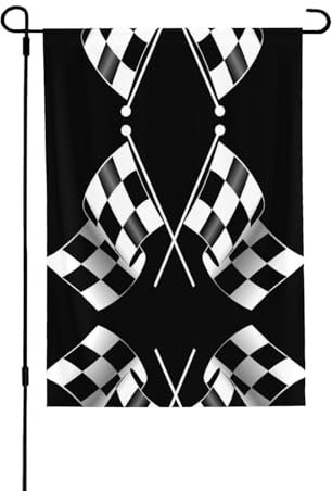Drapeaux à carreaux noirs et blancs à motif de formule double face, drapeaux saisonniers 71,1 x 101,6 cm pour décoration de terrasse et de piscine