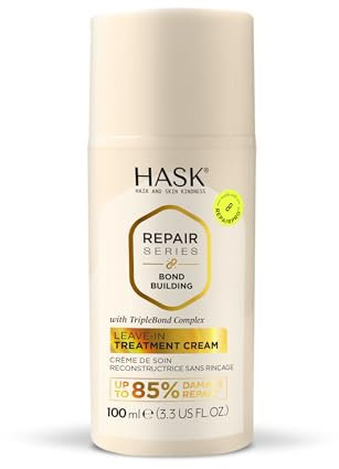 HASK Bond Building Leave-In Treatment Cream mit TripleBond Complex & Arganöl, repariert Schäden, beugt Bruch vor, Fügt Feuchtigkeit hinzu, Sulfatfrei, Cruelty Free, Colour-Safe - 100ml