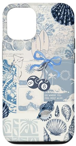 Beachy Blue Coquette Summer Collage Coastal Aesthetic Case for iPhone 12/12 Pro