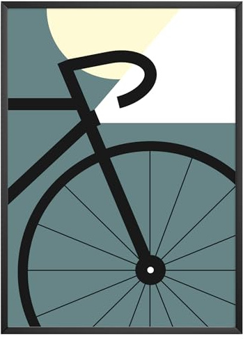 MJ-GRAPHICS® Poster Fahrrad Bilder Vintage Fahrrad Deko Bike Bilder für Küche Blau Wohnzimmer Flur Bauhaus Stil Büro Wandkunst Modern Fahrradfahrer Geschenk Fahrrad Wanddeko Retro A4 – Ohne Rahmen