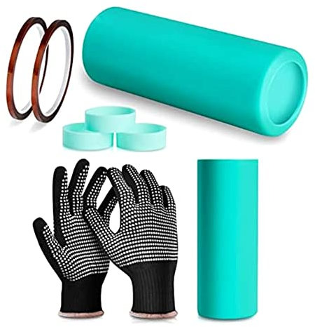 Fuhjythy Kit de Bandes de Gobelets à Sublimation avec Manchons en Silicone - à Utiliser pour les Tasses Droites Fines, les Accessoires de Sublimation Wraps - 20 Oz
