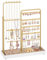 SONGMICS Schmuckständer, Schmuckhalter, Metallrahmen, Schmucktablett Samt, ausziehbarer Kettenhalter, 30,9-47,5 cm hoch, Schmuckaufbewahrung, blassgold JJS026A01