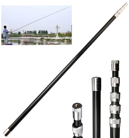 DECAKE Lightweight Sturdy Telescoping Pole, 9.8-32.8 ft Long Telescopic Extension Pole, Multi-Purpose Extendable Pole with Standard 8mm universal screw hole(Black,10M/32.8ft)