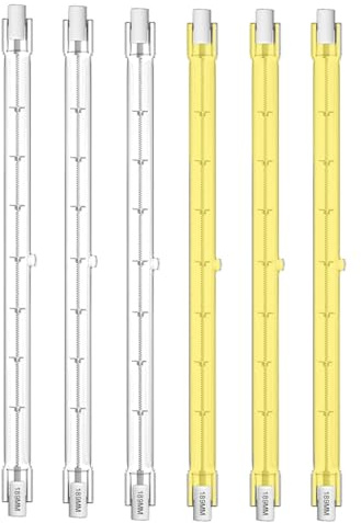 KINGYEENUO Packung von 6 500W R7s 189mm Halogenbirne, R7S Linear Halogen Floodlight Warm Weiß 2700K 5000lm 230V J189 Doppel-Ended Sicherheit Glühbirne 189mm Länge, Dimmbar