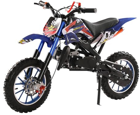 Dirt Bike Kids Ride On Motorcycle, 50cc 2-Stroke Gas Powered Motorcycle, ‌Petrol Motorbike, Off Road Dirt Bikes for Kids and Adults Motocross, Mini Bike Motor Cross for Ages 8+ Children (Blue)