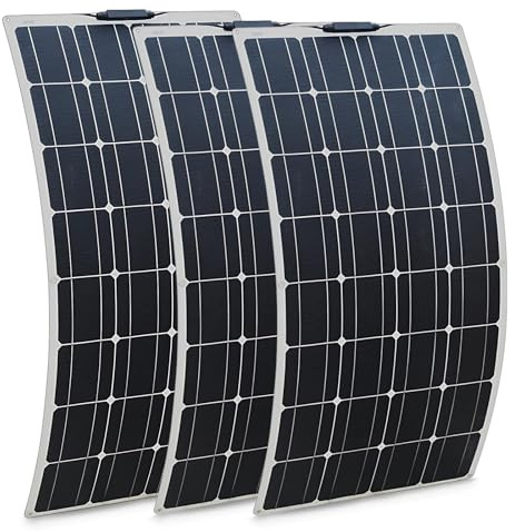 CIELOBLOEN Panneau Solaire Flexible 100W-1000W | Module Photovoltaïque Semi-Flexible | Haute Performance 12V/24V | IP68 | pour Surfaces Courbes, Camping-Car, Bateau, Van 3PC300W